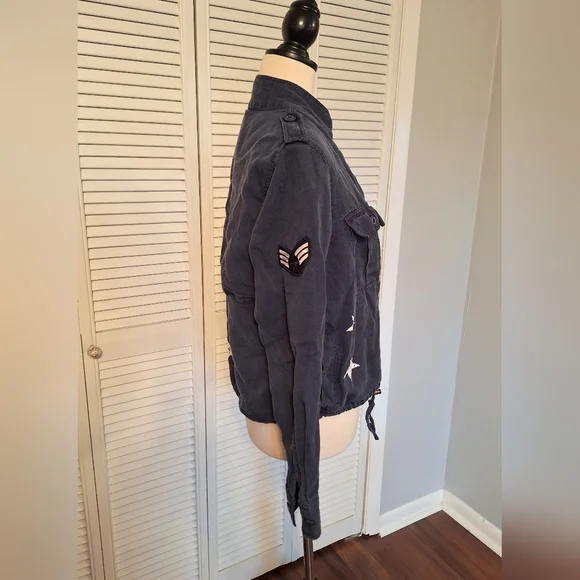 Rails Indigo Linen Military Style Jacket Medium *C7 - Picture 9 of 10